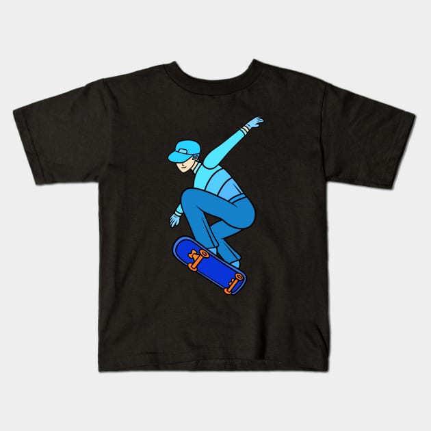 Cool skater boy Kids T-Shirt by Andrew Hau